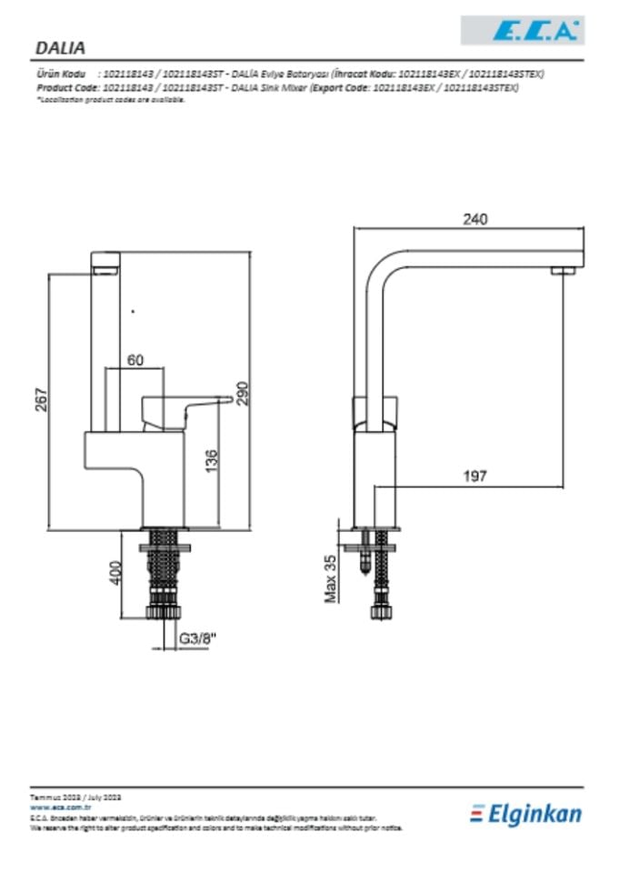 E.C.A. Dalia 102118143 Mutfak Bataryası