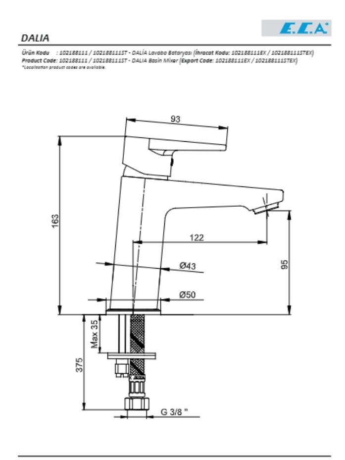 ECA Dalia Lavabo Bataryası 102188111