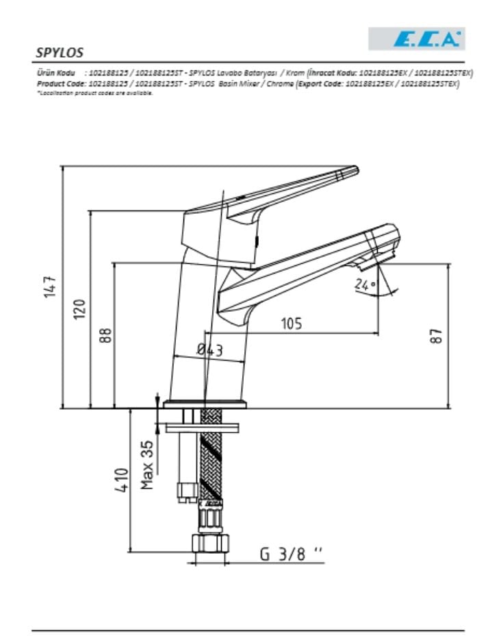ECA Spylos Lavabo Bataryası 102188125