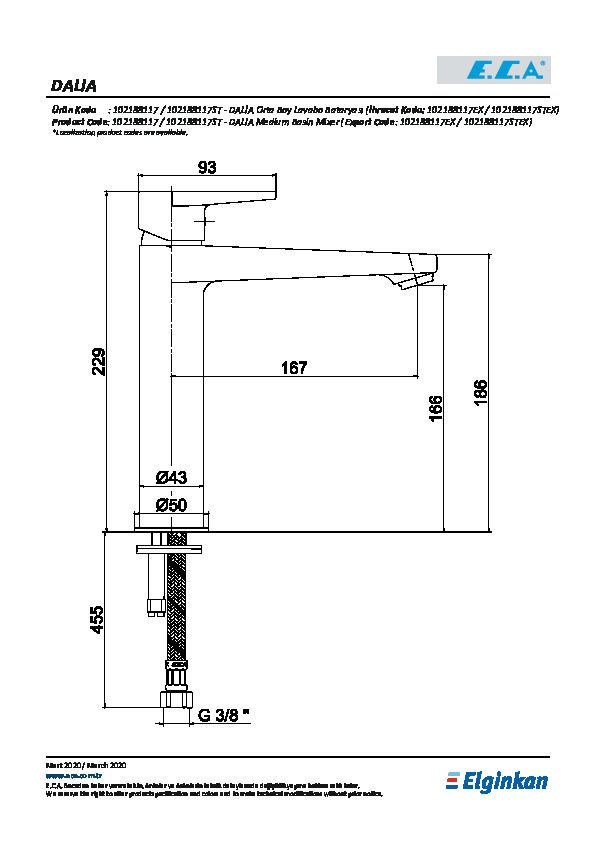 ECA DALİA ORTA BOY LAVABO BATARYASI 102188117