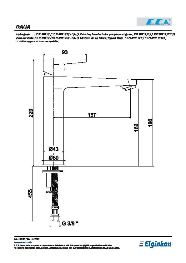 ECA DALİA ORTA BOY LAVABO BATARYASI 102188117
