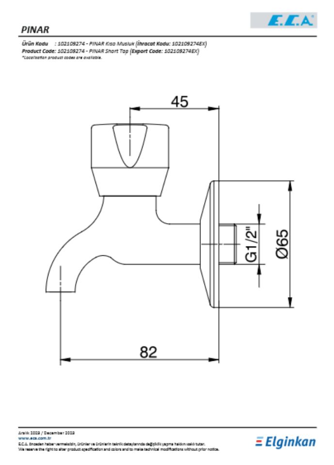 ECA Pınar Kısa Musluk 102109274