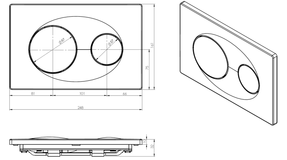 Eca Serel Gömme Rezervuar Kumanda Paneli P40-0180 Mat Krom