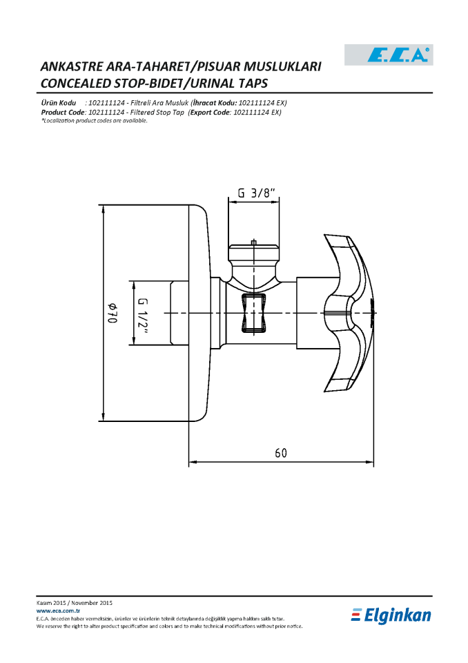 ECA Filtreli Ara-Taharet Musluk 102111124